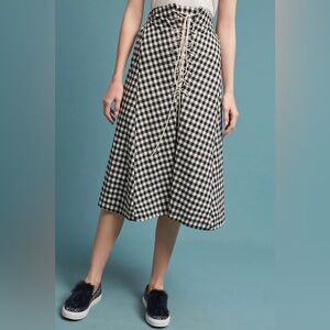 Anthropologie Lace-Up Gingham Skirt
